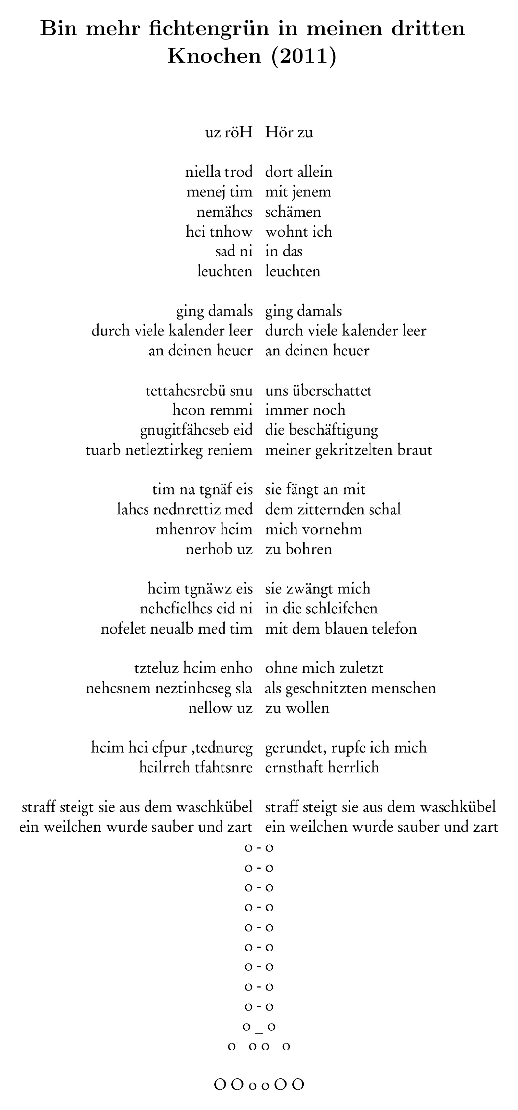 Bin mehr fichtengrün in meinen dritten Knochen — page from “Fische im Bauschutt”